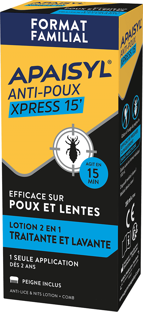 APAISYL POUX Shampooing antipoux et lente Flacon de 200ml+peigne