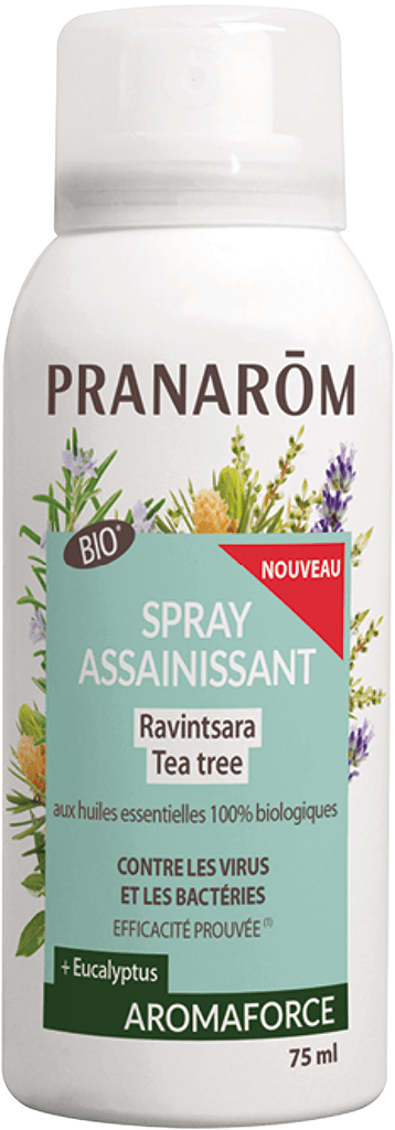 AROMAFORCE Spray assainissant Ravintsara Tea Tree bio Flacon de 75ml