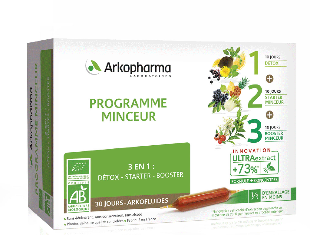 ARKOFLUIDE BIO ULTRAEXTRACT Coffret programme minceur 3x10Amp/10ml