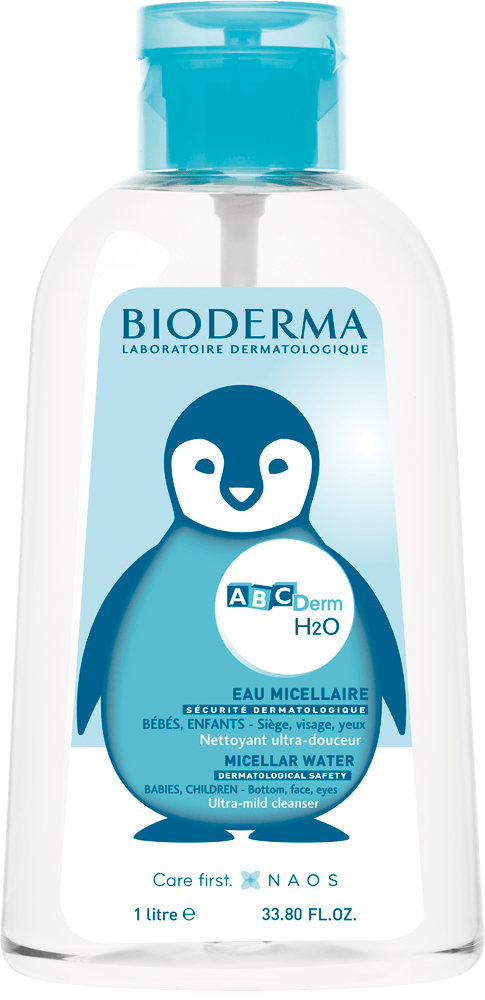 ABCDERM H2O Eau micellaire sans rinçage nettoyante bébé Fl pompe de 1l