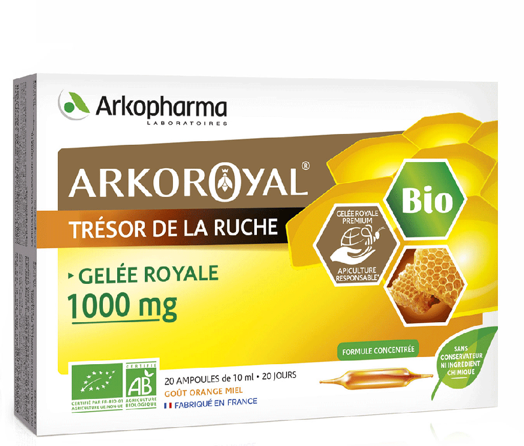 ARKOROYAL Gelée royale bio 1000 mg Solution buvable 20Amp/10ml