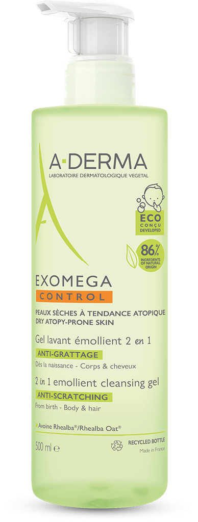 ADERMA EXOMEGA CONTROL Gel lavant émollient 2 en 1 anti-grattage Fl pompe de 500ml