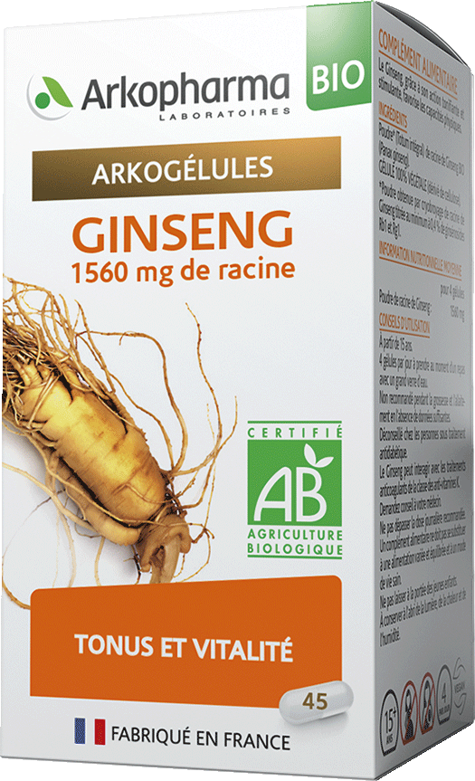 ARKOGELULES Ginseng Bio Gélules Flacon de 45