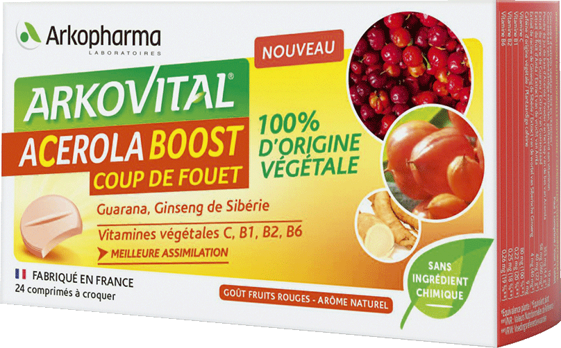 ARKOVITAL ACEROLA BOOST Comprimés à croquer coup de fouet B/24