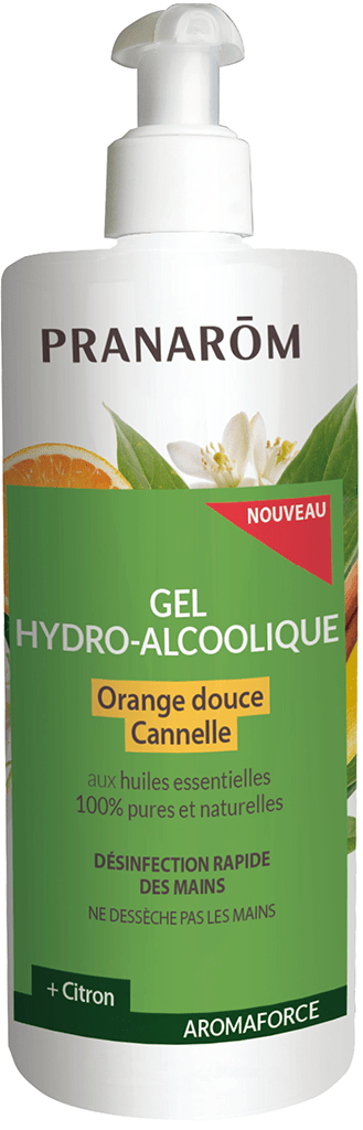 AROMAFORCE Gel hydroalcoolique orange douce cannelle Fl pompe de 500ml