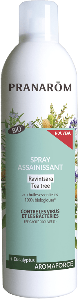 AROMAFORCE Spray assainissant Ravintsara Tea Tree bio Flacon de 400ml