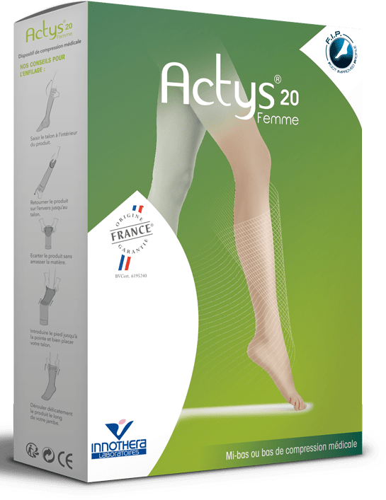 ACTYS 20 Mi-bas femme beige clair T2C+