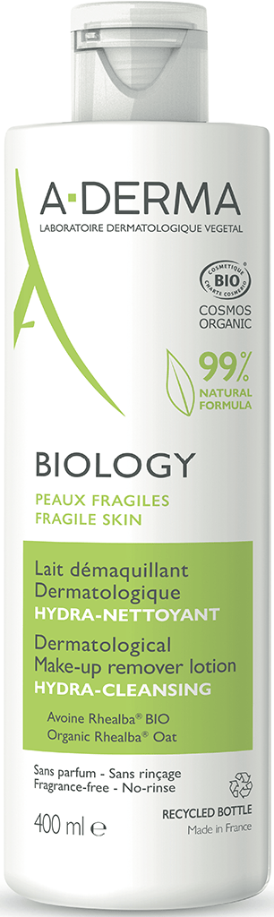 ADERMA BIOLOGY Lait démaquillant dermatologique hydra-nettoyant Flacon de 400ml