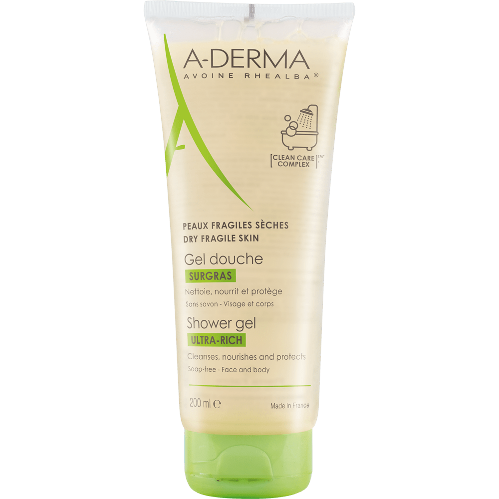 ADERMA SOINS ORIGINELS Gel douche surgras Lait d'avoine Rhealba Tube de 200ml